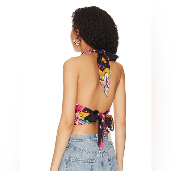 NWOT! FREE PEOPLE Seraphina Halter Top in Black Combo - Picture 4 of 8